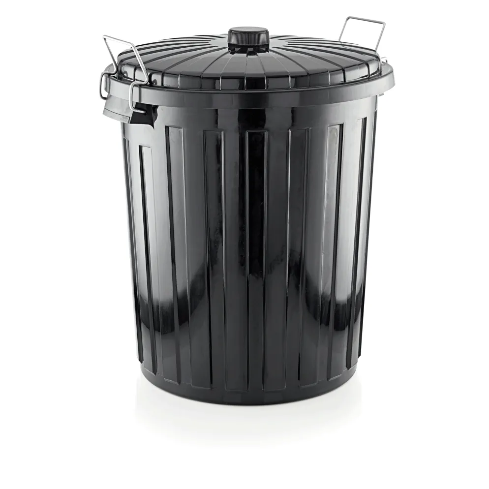 Abfallbehälter, 2 Verschlussklammern, 55 Liter, Ø 46 cm, Höhe 55 cm