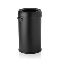 Abfalleimer, mit 2 Griffen, Ø 40 cm, 65 Liter, schwarz, Edelstahl