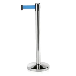 Abgrenzungspfosten Set LIGHTFLEX, hochglanzpoliert, 200 cm, blaues Gurtband, Set á 2 Stück