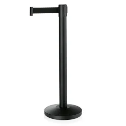Abgrenzungspfosten Set LIGHTFLEX, schwarz, 200 cm, schwarzes Gurtband, Set á 2 Stück, Stahl