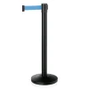 Abgrenzungspfosten Set LIGHTFLEX, schwarz, 200 cm, blaues Gurtband, Set á 2 Stück, Stahl