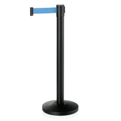 Abgrenzungspfosten Set LIGHTFLEX, schwarz, 200 cm, blaues Gurtband, Set á 2 Stück, Stahl