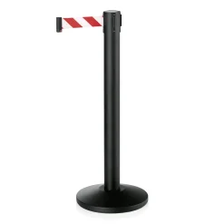 Abgrenzungspfosten Set, mit Gurtband rot/weiß, 5 m, schwarz, Set á 2 Stück