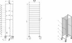 Abräumwagen Edelstahl 1/1 GN, 16 Einschübe, 385x530x1800 mm