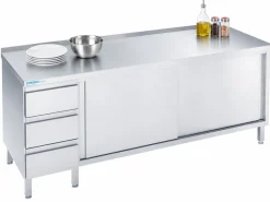 Arbeitsschrank mit Schiebetüren und Schubladen Links, 2000x700x850/900mm