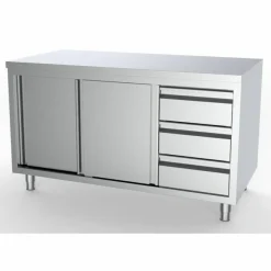 Arbeitsschrank mit Schiebetüren, Schubladen Rechts 1600x700x850mm