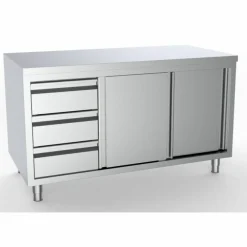 Arbeitsschrank mit Schiebetüren, Schubladen Links 2000x700x850mm