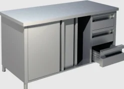 Arbeitsschrank mit Schiebetüren und Schubladen B 200cm x T 70cm