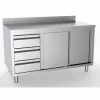 Arbeitsschrank mit Schiebetüren, Schubladen Links, Aufkantung 2000x700x850mm