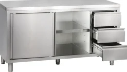 Arbeitsschrank mit Schiebetüren und Schubladenblock B 200cm x T 60cm