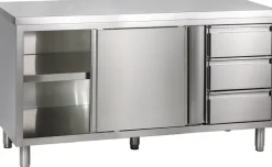 Arbeitsschrank mit Schiebetüren und Schubladenblock B 200cm x T 60cm