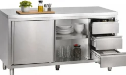 Arbeitsschrank mit Schiebetüren und Schubladenblock B 180cm x T 70cm