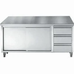 Arbeitstisch 700 mm mit Schiebetüren, Schubladen, Breite 1800mm