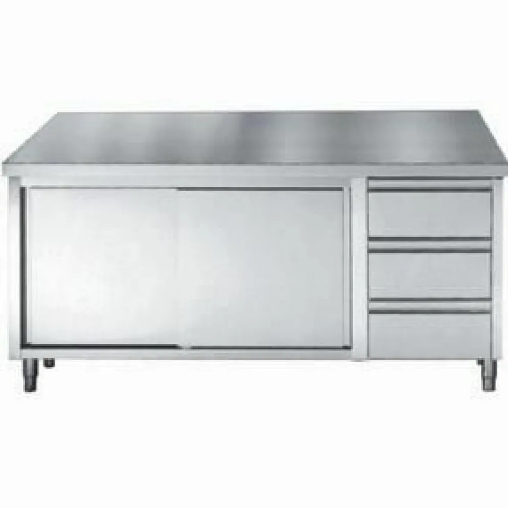 Arbeitstisch 700 mm mit Schiebetüren, Schubladen, Breite 1600mm