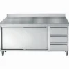 Arbeitstisch 700 mm mit Schiebetüren, Schubladen, Aufkantung, Breite 2000mm