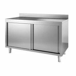 Arbeitstisch 600 mm mit Schiebetüren und Aufkantung, Breite 1600 mm