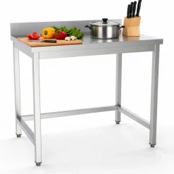 Arbeitstisch 1800 mm, offener Unterbau, mit Aufkantung, 600 mm tief