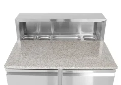 Arktic Pizzatisch 2-türig 300 L mit Granitarbeitsplatte, Edelstahl 900 mm