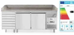ARKTIC Pizzatisch 2-türig+7 Schubladen 485L, Breite 2010mm