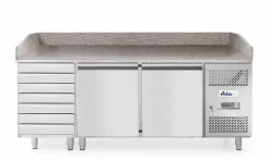 ARKTIC Pizzatisch 2-türig+7 Schubladen 485L, Breite 2010mm