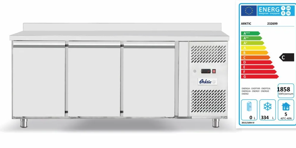 ARKTIC Tiefkühltisch ProfiLine 3-türig 420L, 1795x700x850mm