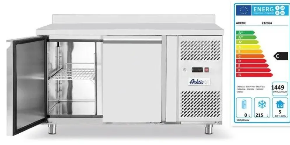 Arktic Tiefkühltisch 2-türig, 1360mm, 280 L Edelstahl, Profi Line