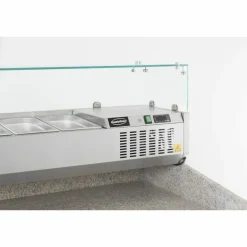 Aufsatzvitrine für 9x 1/3 GN-Behälter, Edelstahl, statische Kühlung