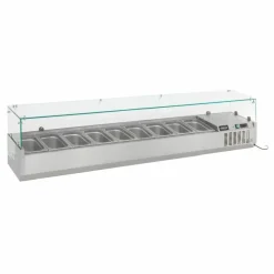 Aufsatzvitrine für 9x 1/3 GN-Behälter, Edelstahl, statische Kühlung