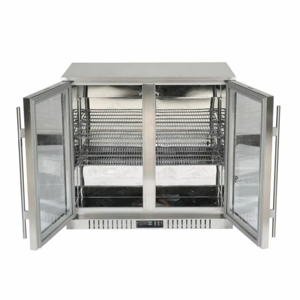 Bar Display Cooler Edelstahl 2 Flügeltüren, 198 Liter, 900 mm