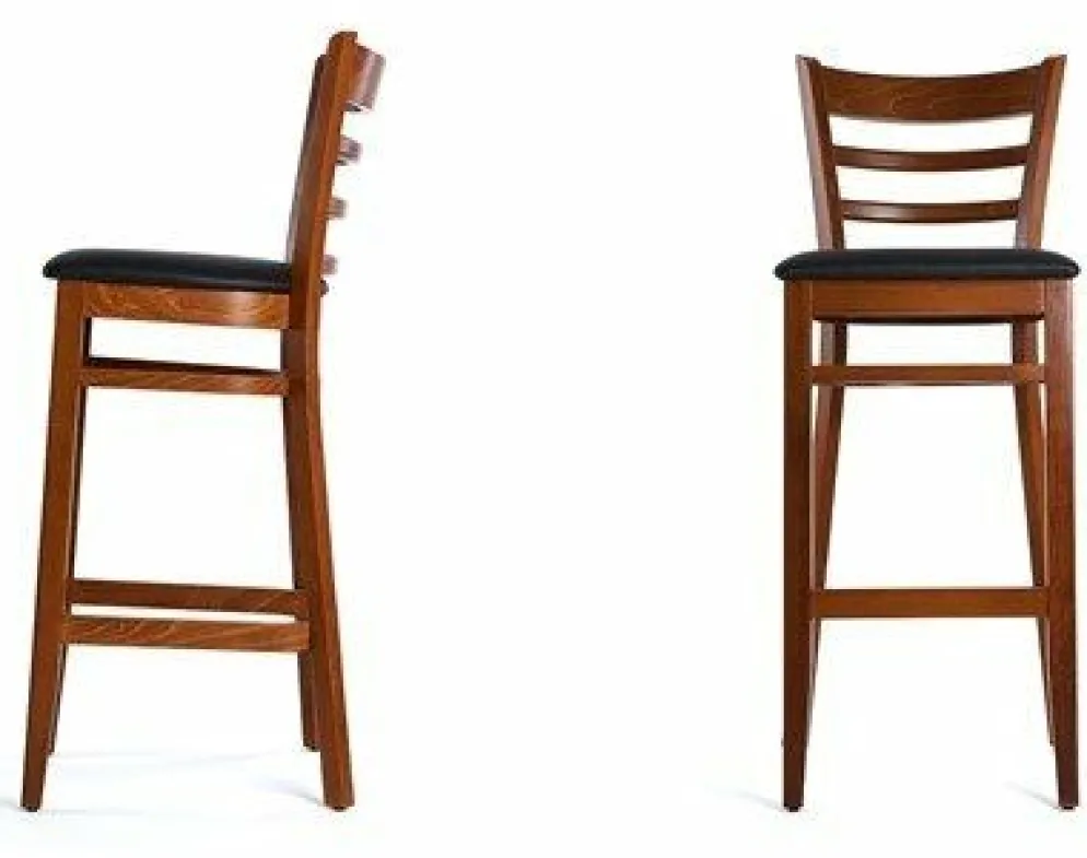 Barhocker David 200H Sitz schwarz, Beizton Wallnuss