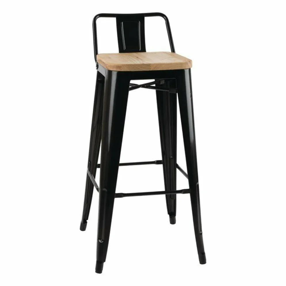 Barhocker Holli Bistro-RBL schwarz, Stahl mit Eschenholz