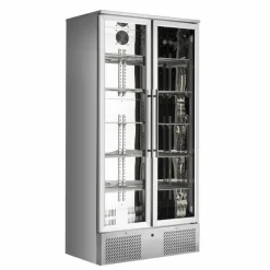 Barkühler Glastürkühlschrank Edelstahl 2 Türen 900 mm, 458 Liter