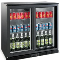 Barkühler 2 Schiebetüren schwarz 900 mm, 198 Liter