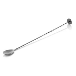 Barlöffel Twisted NOCTURN, mit Stößelende, 33,5 cm, gun metal, Chromnickelstahl 18/8