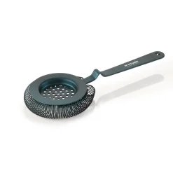 Barsieb NOCTURN mit Feder, Ø 8,5 cm, 20,5 cm, blau matt, Chromnickelstahl 18/8