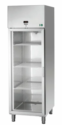 BARTSCHER Edelstahl Glastürkühlschrank 700, 1 Tür GN 2/1, 680x855x2060mm