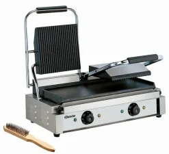 Bartscher Elektro-Doppel-Kontaktgrill Elektrogrill Panini, oben gerillt unten glatt