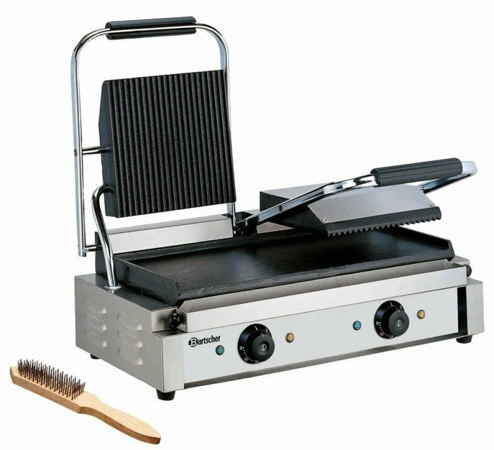 Bartscher Elektro-Doppel-Kontaktgrill Elektrogrill Panini, oben gerillt unten glatt