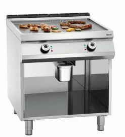 Bartscher Elektro-Griddleplatte, 1/2 glatt, 1/2 gerillt, 800x900x900-950mm, 15 kW