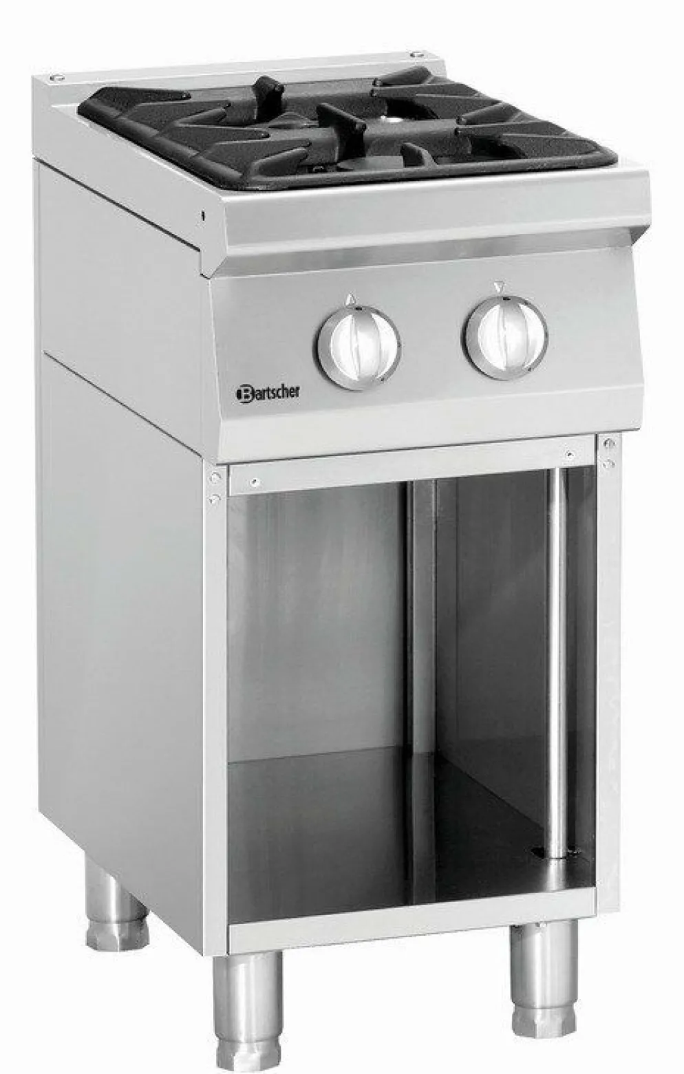 Bartscher 2 Flammen Gasherd 700200, Breite 400mm, Tiefe 700mm, 14,7kW
