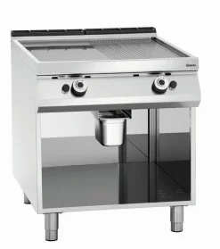 Bartscher Gas-Griddleplatte, 1/2 glatt, 1/2 gerillt, 800x900x900-950mm, 18 kW