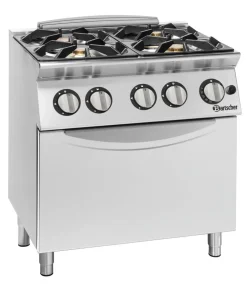 Bartscher Gasherd 900 4 Flammen GBO 40kW, mit Gasbackofen