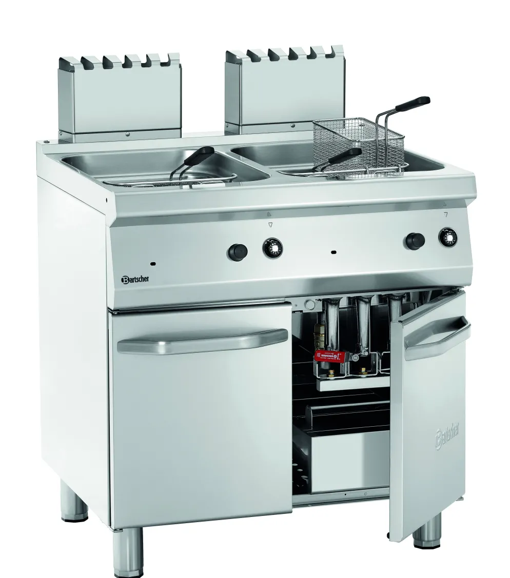 Bartscher Gas-Standfritteuse, 2x 23 Liter, 30kW, 800x700x850mm