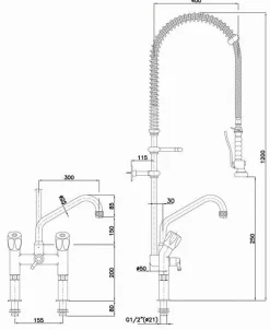 Bartscher Gastro Brause Zweigriffmischer 40L-1802B