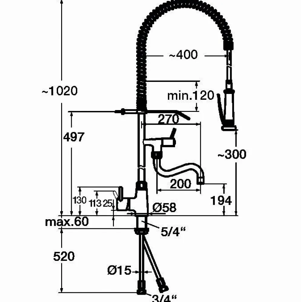 Bartscher Gastro Einhebelmischer, Handbrause