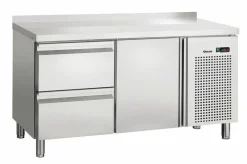 BARTSCHER Kühltisch S2T1, Aufkantung, 2 Schubladen, 1 Tür, Breite 1342mm