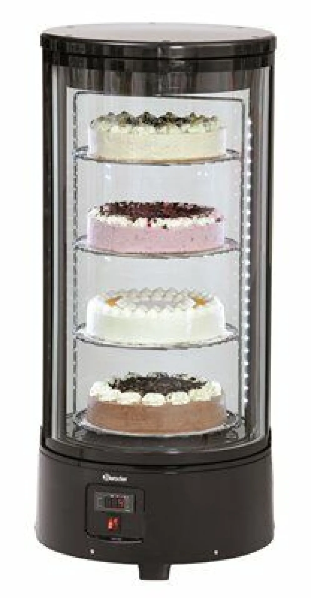 Bartscher Kuchenvitrine Kuchentheke 72 L, mit Rund-Glasscheibe Ø450 mm, H983 mm