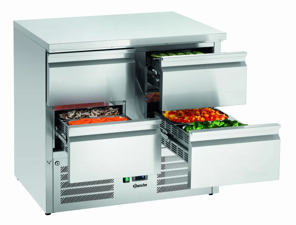 Bartscher Mini-Kühltisch 900S4, 4 Schubladen 1/1 GN