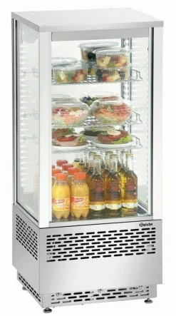 Bartscher Mini-Kühlvitrine 78L, Edelstahl, 4 °C bis 12 °C, 430x390x986 mm