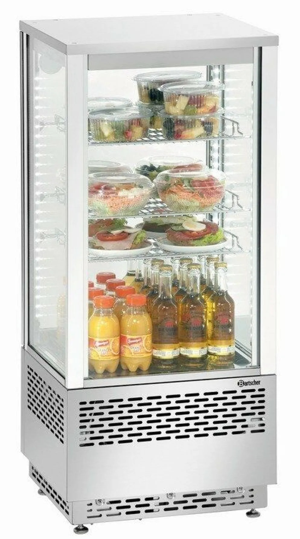 Bartscher Mini-Kühlvitrine 78L, Edelstahl, 4 °C bis 12 °C, 430x390x986 mm